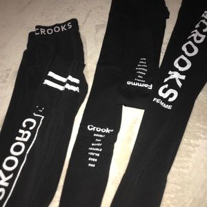 3 pairs of crooks & castles tights!